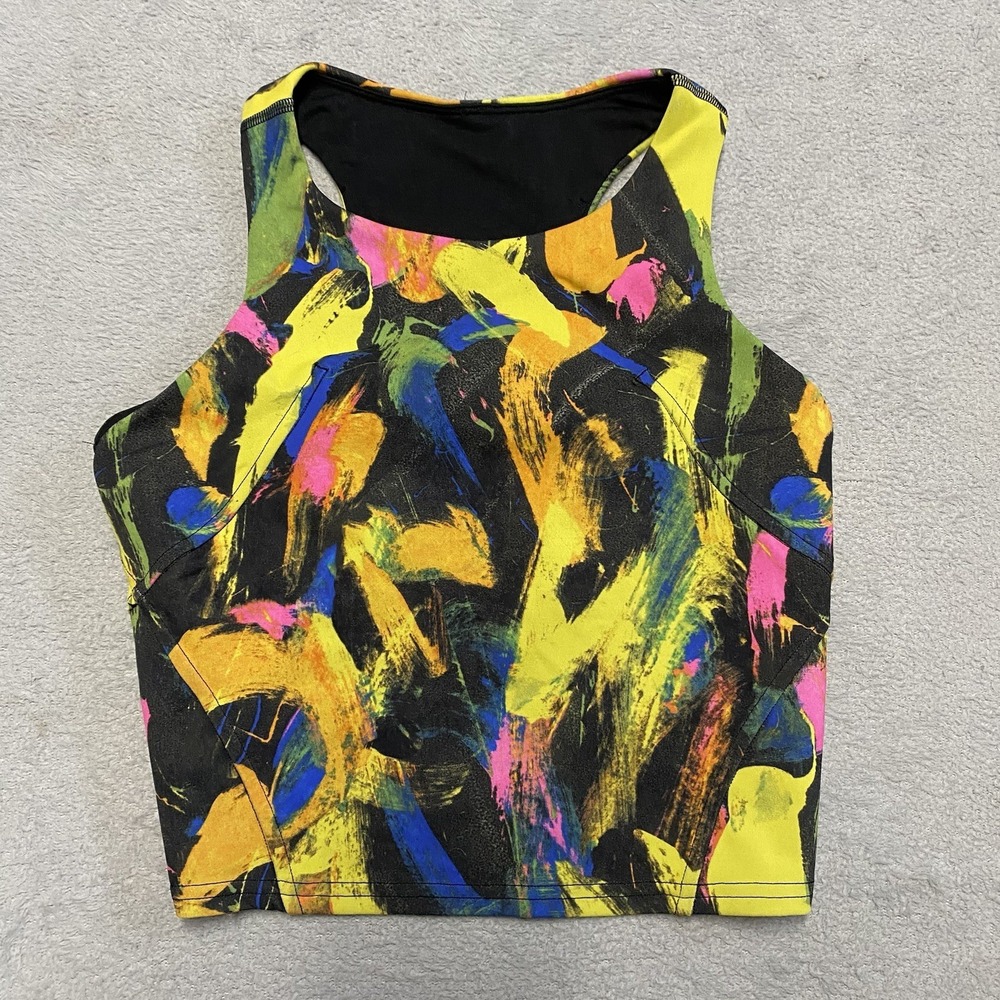 Lululemon Invigorate Training Tank Top Size 4 Colorful Print Crop‎ Shelf Bra